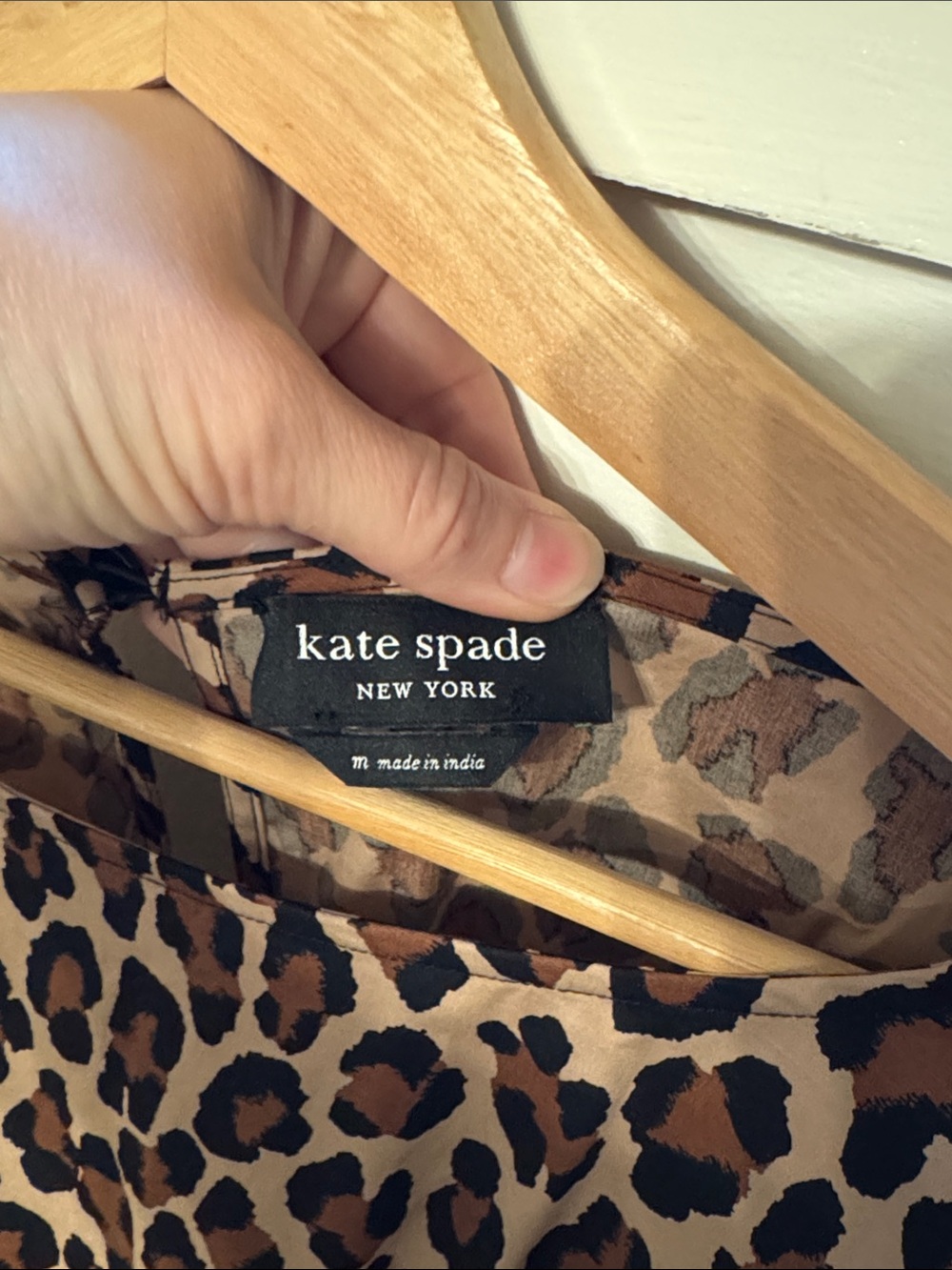 Kate Spade Spotted Leopard Blaire Midi Dress Smocked Waist Tiered Cotton Size M - Picture 5 of 9